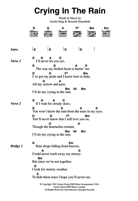 Crying In The Rain by The Everly Brothers - Guitar Chords/Lyrics ...