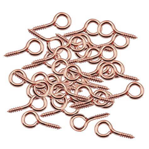 50pcs Rose Gold Mini Screw Eye Pins Hooks Eyelets Screw Threaded Pin