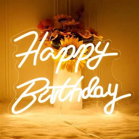 Large Happy Birthday Led Neon Sign Lights Hanging Sign Neon Lights