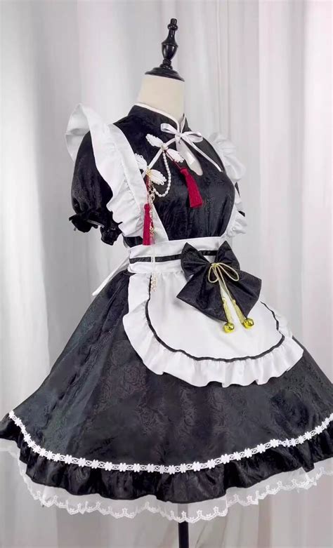 楽天市場メイド服 Lolita 大人用コスチューム メイドコスプレ ロリータワンピース 可愛い 配色 半袖長袖 フリル リボン メイド