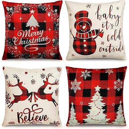 Amazon Diydec Pcs Christmas Pillow Covers X Inch Red Pillow