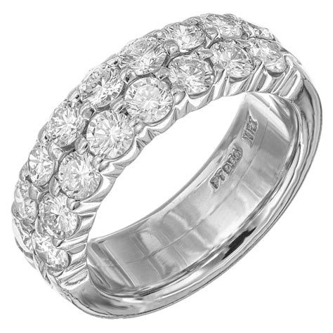 Diamond Platinum Two Row Eternity Wedding Band Ring For Sale At Stdibs