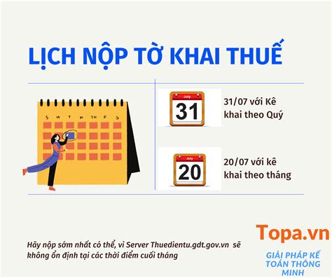 Hạn nộp Kê khai Thuế Quý 2 2022 cho Doanh nghiệp Topa vn