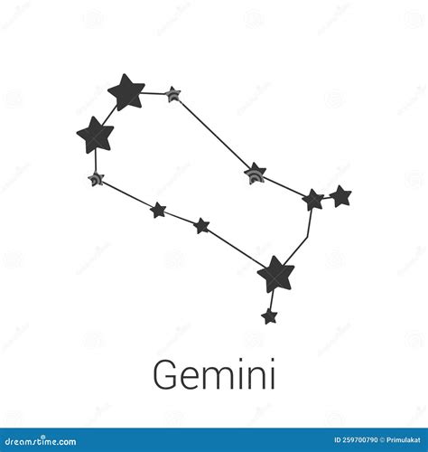 Gemini Sign Constellation Isolated Vector Icon On White Background