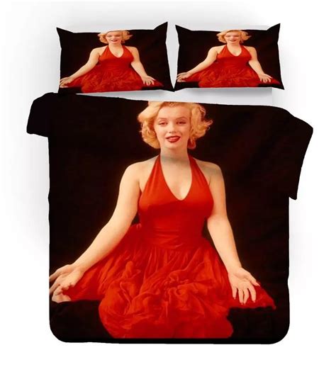 Marilyn Monroe In Red Dress Duvet Cover Bedding Set Perspirature