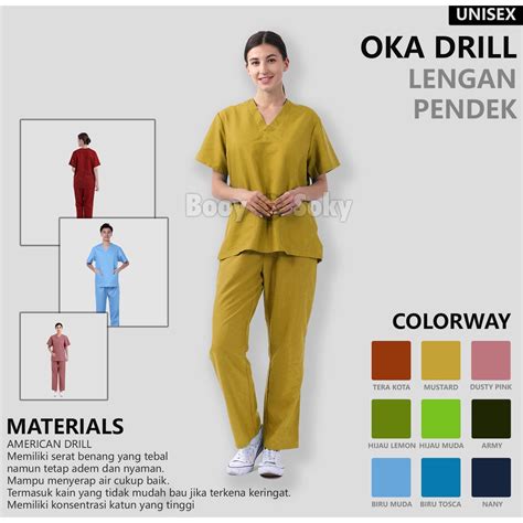 Jual Baju Jaga Perawat Ok Medis Lengan Pendek Wanita Pria Seragam Oka