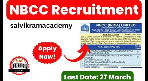 NBCC Recruitment 2024 Sai Vikram Academy