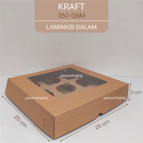 Jual 25x25x5cm KRAFT LAMINASI JENDELA Box Dus Kotak Kemasan Fruit Pie