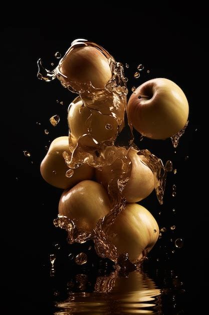 Premium Photo Apple Falling Into Water With A Splash