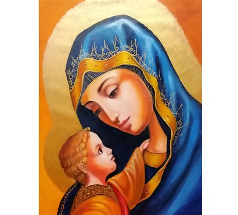 Virgin Mary iconPainting Holy Mother Santa Maria hand | Etsy