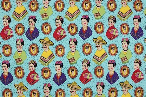 Fantastico Frida Kahlo Aqua LAMINATED Cotton Fabric Alexander Henry