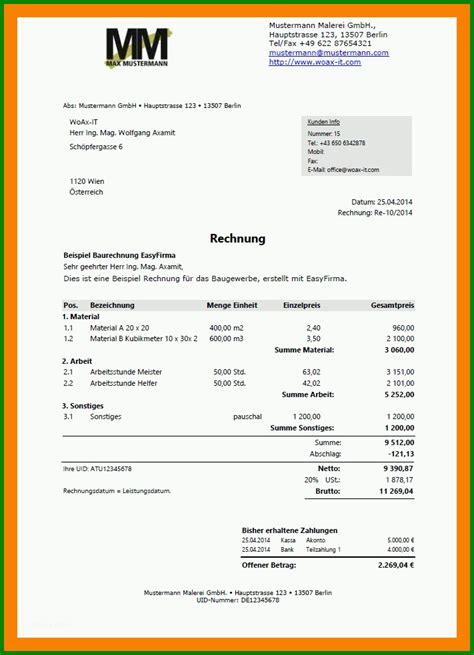 Handwerkerrechnung Muster Vorlage Fabelhaft Handwerkerrechnung Muster