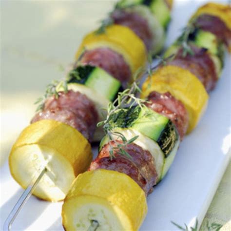 Recette Brochettes De Saucisses De Pays Aux Deux Courgettes