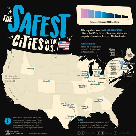 Mapped: The Safest Cities in the U.S. | Safe cities, Explore america, City