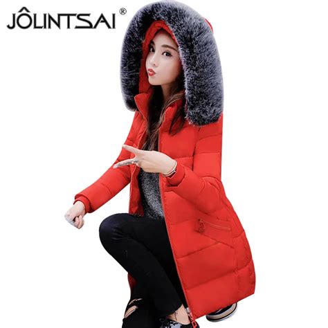 Jolintsai New Arrival Winter Jacket Women Fake Fur Collar Wadded