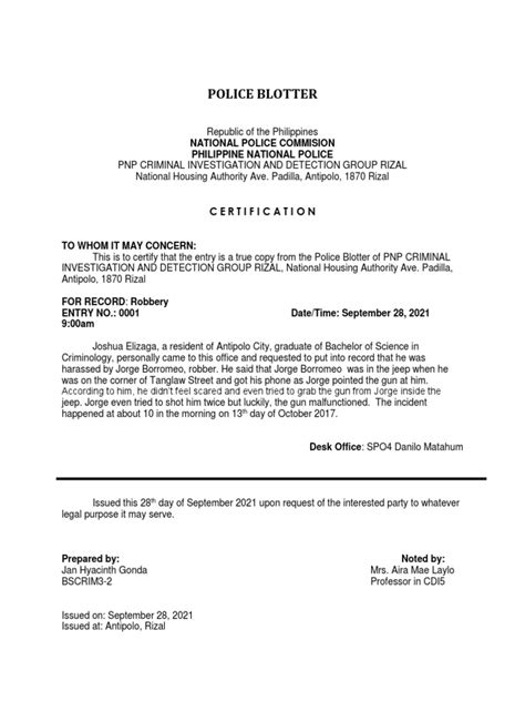 Pnp Police Blotter Report Uncovering The Facts Unraveling The Mysteries