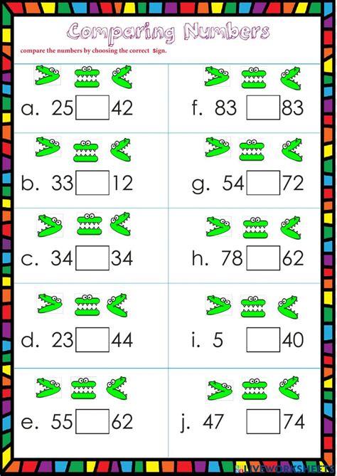 First Grade Comparing Numbers Worksheets