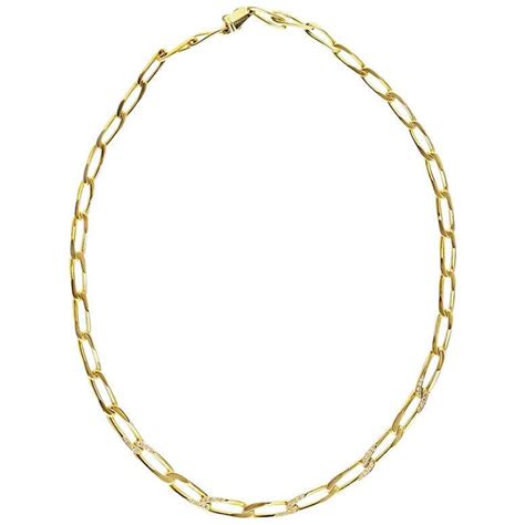 Cartier Gold 18 Karat Yellow Diamond Santos Link Chain Necklace At 1stdibs