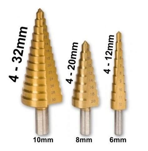 Broca Escalonada Titânio Hss 4 32mm 5 35mm 4 Unidades Frete grátis