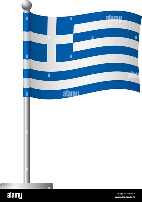 Greece Flag On Pole Metal Flagpole National Flag Of Greece Vector