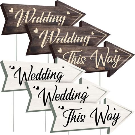 Set of 6 Wedding Directional Road Signs, Double-sided Printing Wedding ...