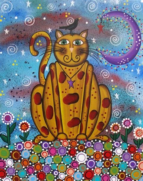 Whimsical Cat Paintings Visit Folk Art Cat Cat Art Cat Painting