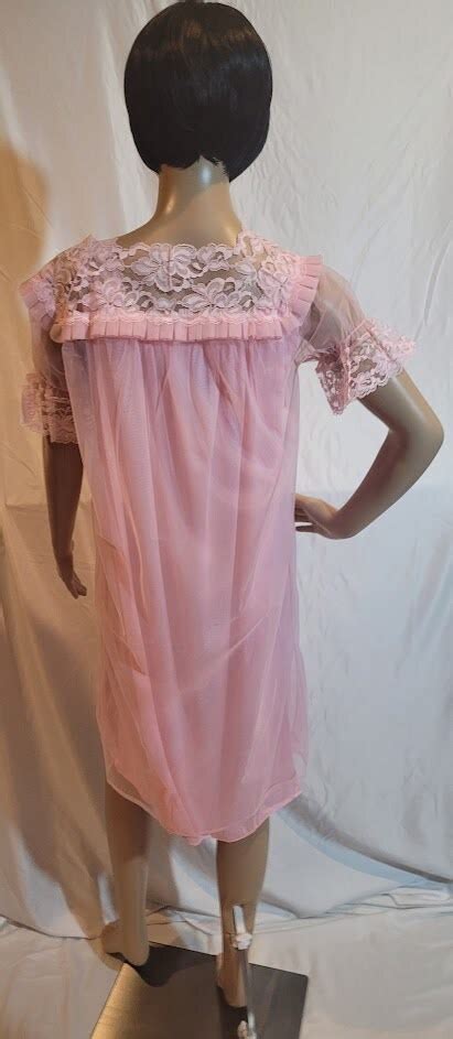 Womens Vintage Pink Nighty Set Etsy