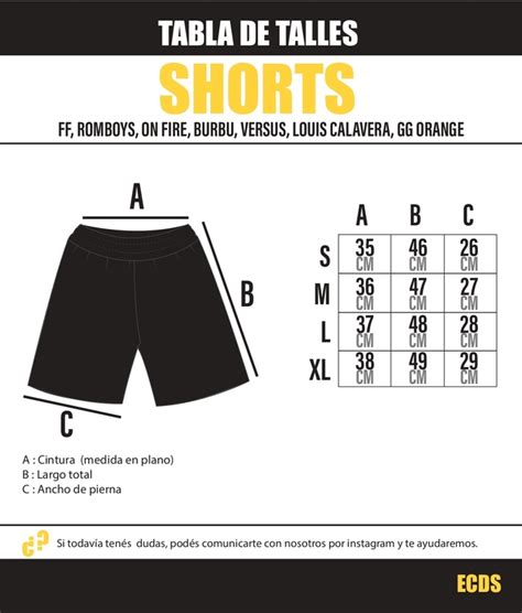 Tabla Medidas Short Ff Comprar En El Club Del Sweater