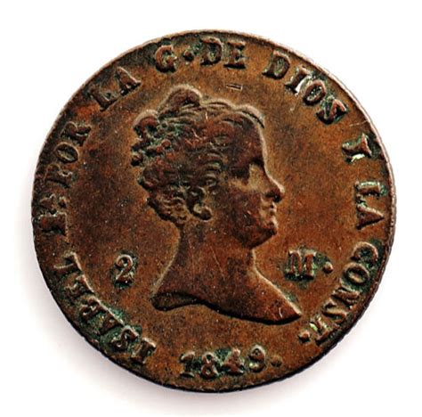 Spain Isabel II 2 Maravedís 1849 Segovia MBC XF Cobre 2 2 g eBay