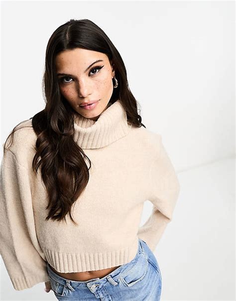 Miss Selfridge Chunky Soft Knit Roll Neck In Oatmeal Asos