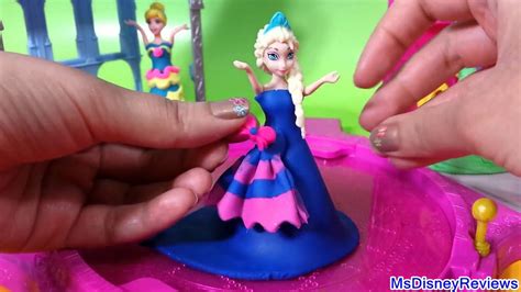 Play Doh Sparkle Dresses Disney Princess Magiclip Dolls Elsa Anna