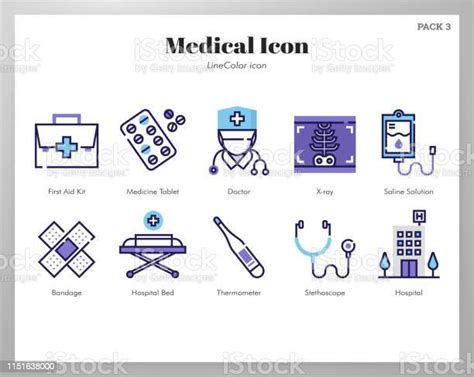 醫療圖示線彩色包向量圖形及更多健保和醫療圖片 健保和醫療 外科醫生 急救包 Istock