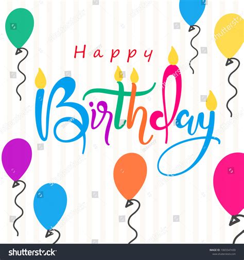 Colorful Happy Birthday Hand Lettering Greeting Stock Vector (Royalty ...