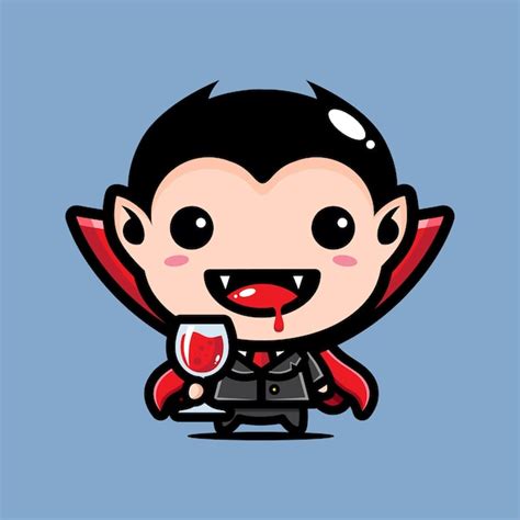 Premium Vector Cute Dracula Is Enjoying Fresh Blood