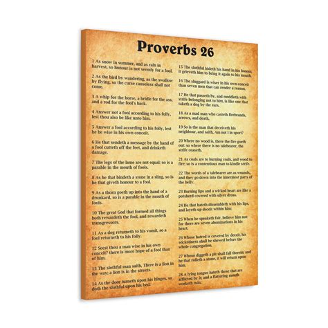 Scripture Walls Proverbs Chapter 26 Gold Bible Canvas Christian Wall