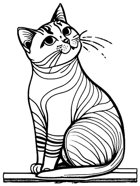 Cute Cat Licking Paw Coloring Page · Creative Fabrica