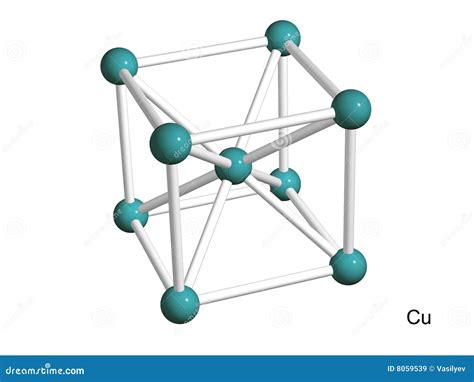 Isolated 3d Model Of A Crystal Lattice Of Copper Stock Illustration