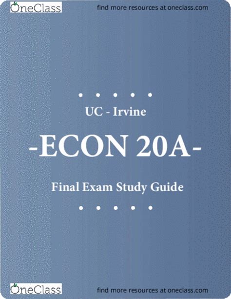 Econ A Final Final Exam Study Guide Oneclass