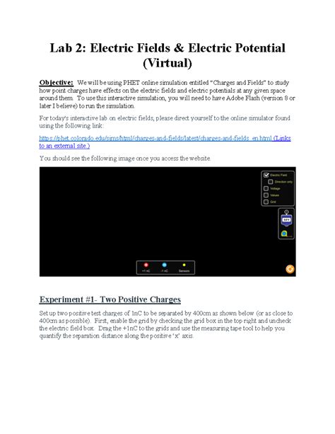 Lab Electric Fields Electric Potential Lab Electric Fields