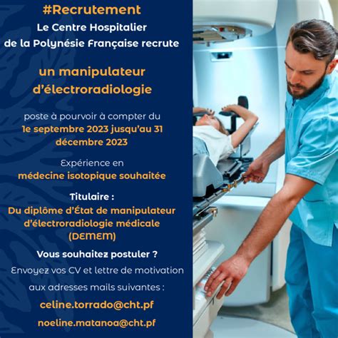 Recrutement d un manipulateur d électroradiologie Centre Hospitalier