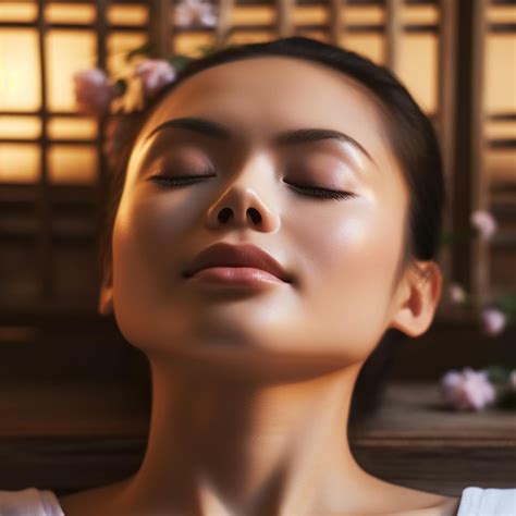 Premium Photo Relaxed Asian Woman Enjoying Facial Massage Spa