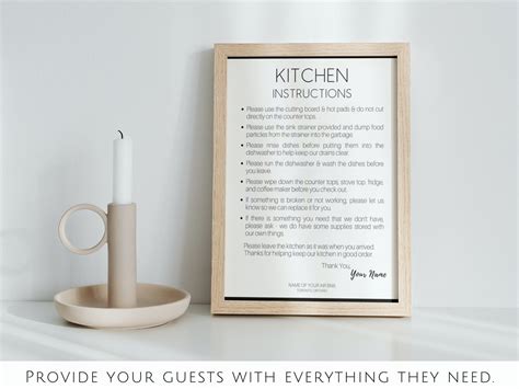 Airbnb Kitchen Rules Sign Template Editable Airbnb Sign Etsy Uk