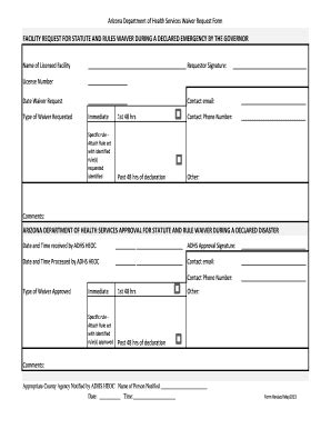 Fillable Online Azdhs Adhs State Rules Waiver Request Form Arizona