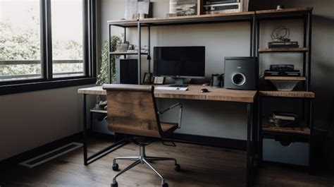 Premium Photo Interior Deisgn Of Home Office In Industrial Style With