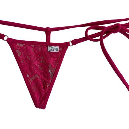 Sunset Fuchsia Lace Single Tie Side Bikini Bottom Micro Gigi