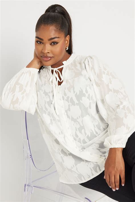 Yours Plus Size White Tie Neck Blouse Yours Clothing