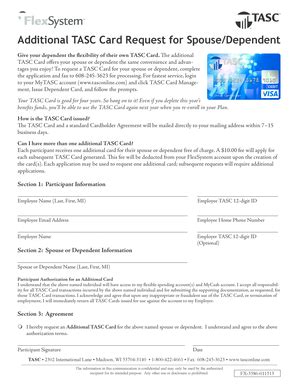 Fillable Online Bcps Additional Tasc Card Request For Spouse Dependent