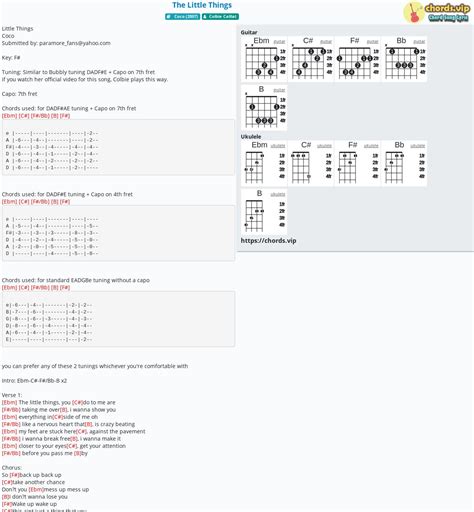 Chord: The Little Things - tab, song lyric, sheet, guitar, ukulele ...