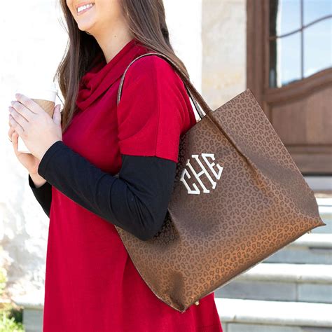 Metallic Leopard Monogrammed Tote Bags Marleylilly