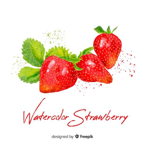 Fondo Fresas Acuarela Vector Premium